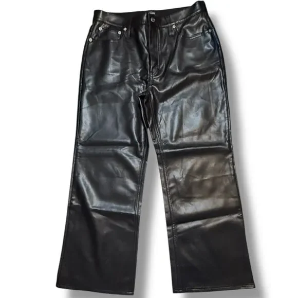 J.Crew Faux Leather Black Boot Leg Cut Pants Women’s Size 30/10 NWT - Picture 3 of 8